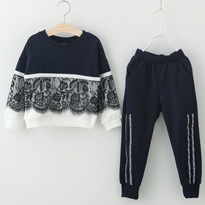 Girls Clothing Sets New Autumn Active girls clothes L Children Clothing Cartoon Print Sweatshirts+Pants Suit 3-7Y