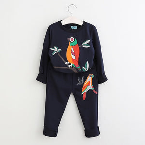 Girls Clothing Sets New Autumn Active girls clothes L Children Clothing Cartoon Print Sweatshirts+Pants Suit 3-7Y