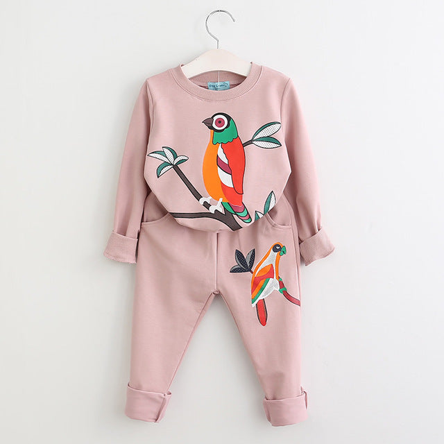 Girls Clothing Sets New Autumn Active girls clothes L Children Clothing Cartoon Print Sweatshirts+Pants Suit 3-7Y