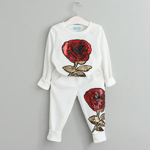 Girls Clothing Sets New Autumn Active girls clothes L Children Clothing Cartoon Print Sweatshirts+Pants Suit 3-7Y