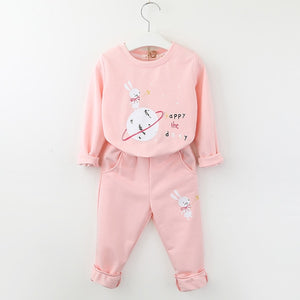 Girls Clothing Sets New Autumn Active girls clothes L Children Clothing Cartoon Print Sweatshirts+Pants Suit 3-7Y