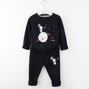 Girls Clothing Sets New Autumn Active girls clothes L Children Clothing Cartoon Print Sweatshirts+Pants Suit 3-7Y